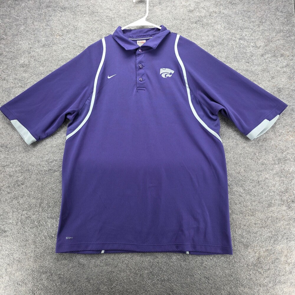 Kansas State Wildcats Polo Shirt Mens Large Fit Dry Short Sleeve Purple